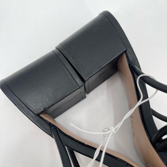 SCHUTZ Princey Sandals Size 11 Black Leather Strappy Block Heel Double Knotted - Picture 6 of 14